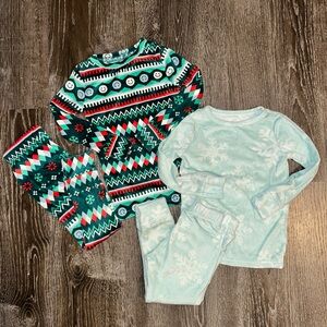 Set of Cat & Jack Kids Snuggly Soft Snug Fit Christmas Pajamas